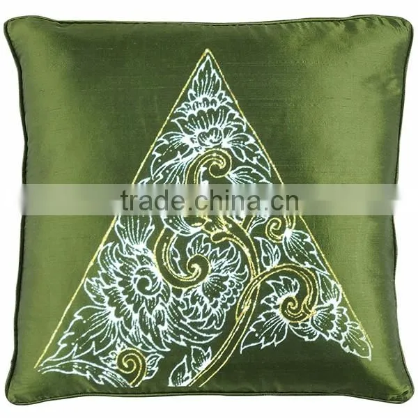 Pillow Case Cushion Covers Silk Art Fabric Painted TRIANGLE painting THAILAND FLOWERS