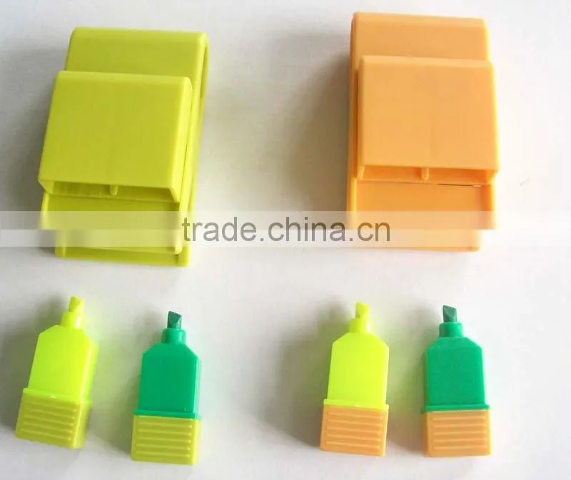 2 in 1highlighter marker pen with paper clip/fluorescent pen/multi colored highlighter pen