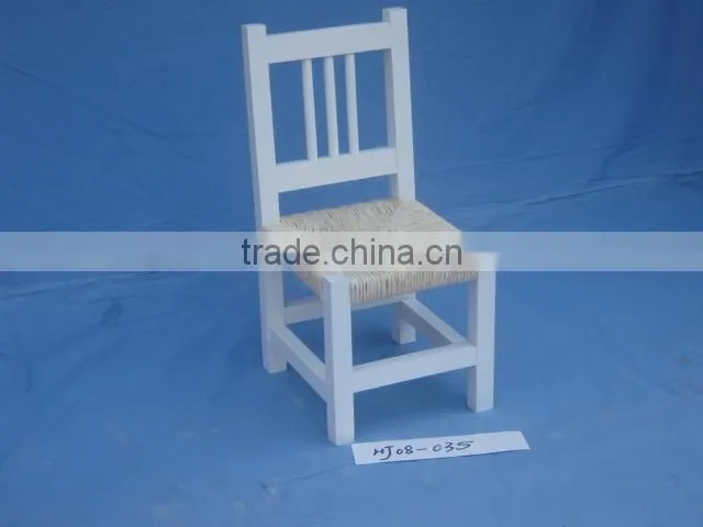 solid small wood children chair with ratten cushion