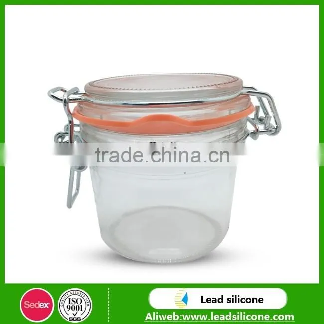 Multipurpose Foie Gras Glass Jar With Sealed Ring, Food Storage Glass Jar With Metal Clip
