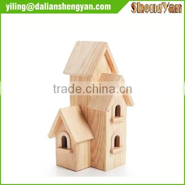 New unfinished decorated wooden bird house wholesale