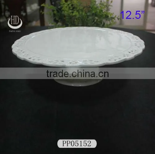 carving ceramic cake stand cake plate,embossed cake stand,ceramic cake stand