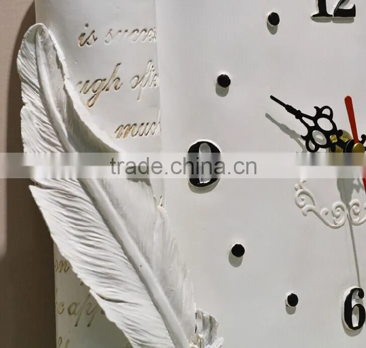 Modern 3d book design resin wall clock for living room