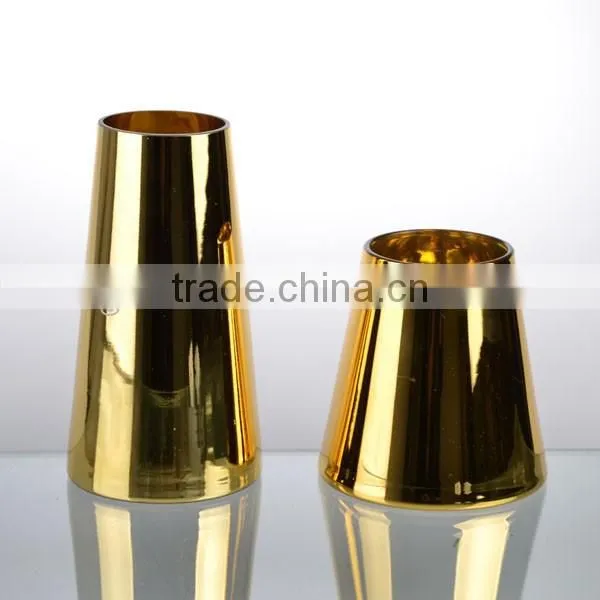 2-tier hand made home decor golden glass vase style