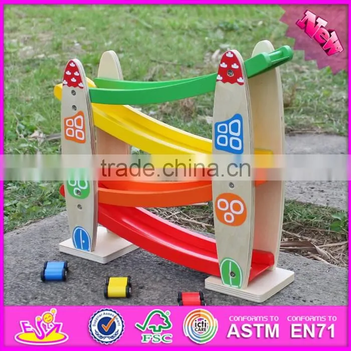 2017 new design 3 levels funny children wooden toy car track W04E052