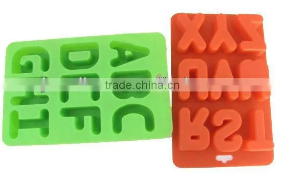 2013 factory promotional FDA letter shape silicone ice cube tray