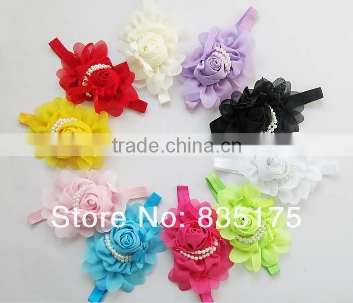 CF 0822 baby girls wholesale hair clip materials chiffon rosette butterfly hair bow