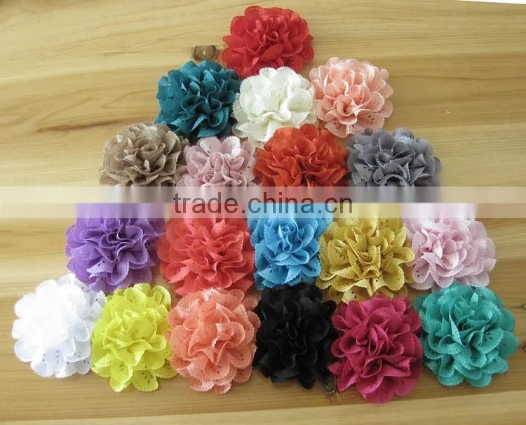 fabric flower with rhinestone in center for kids hair accessories