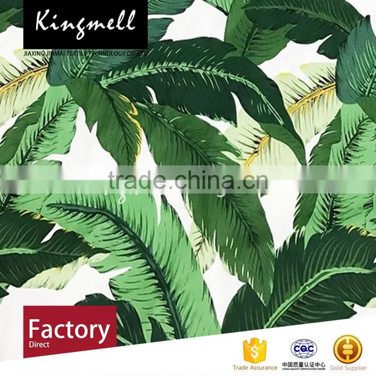 Custom 2017 wholesale green banana leaves digital printed natural 100% cotton fabric for dress