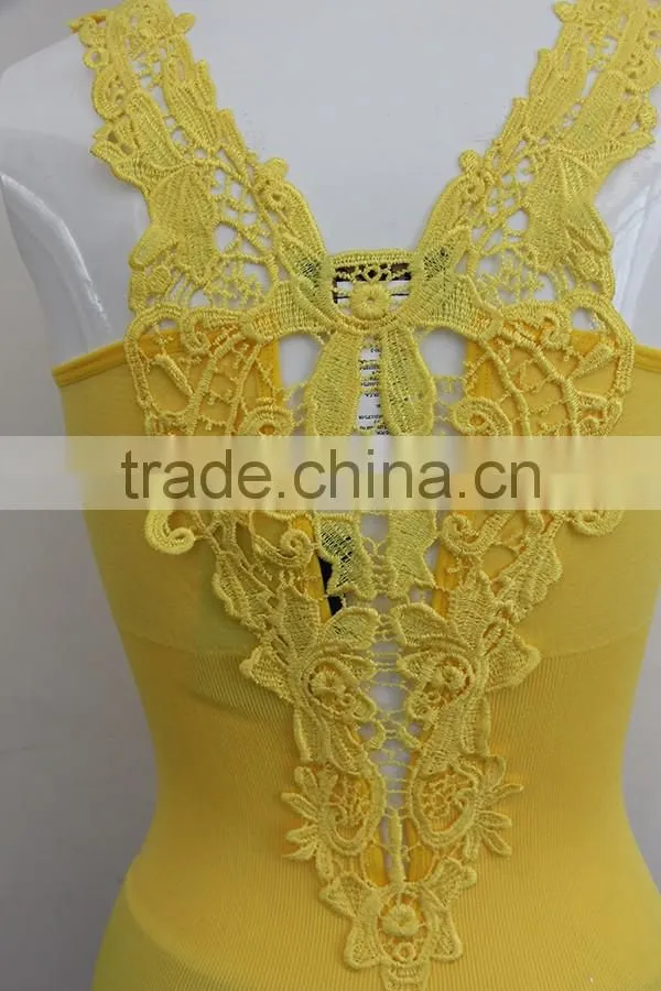 Seamless ladies tank top with embroidery butterfly in back