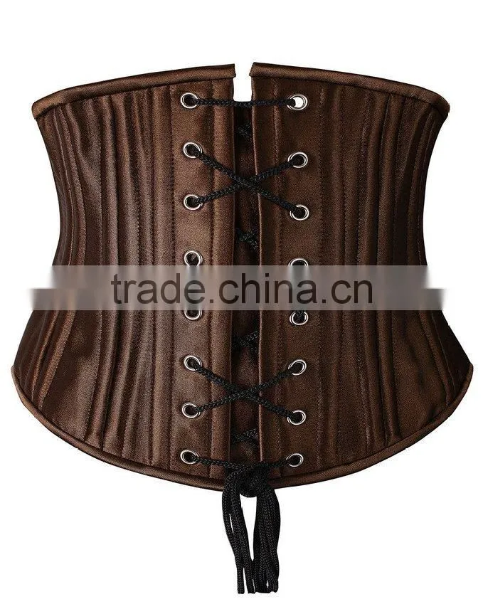 Women short double steel boned Waist slimming Satin waist trainer