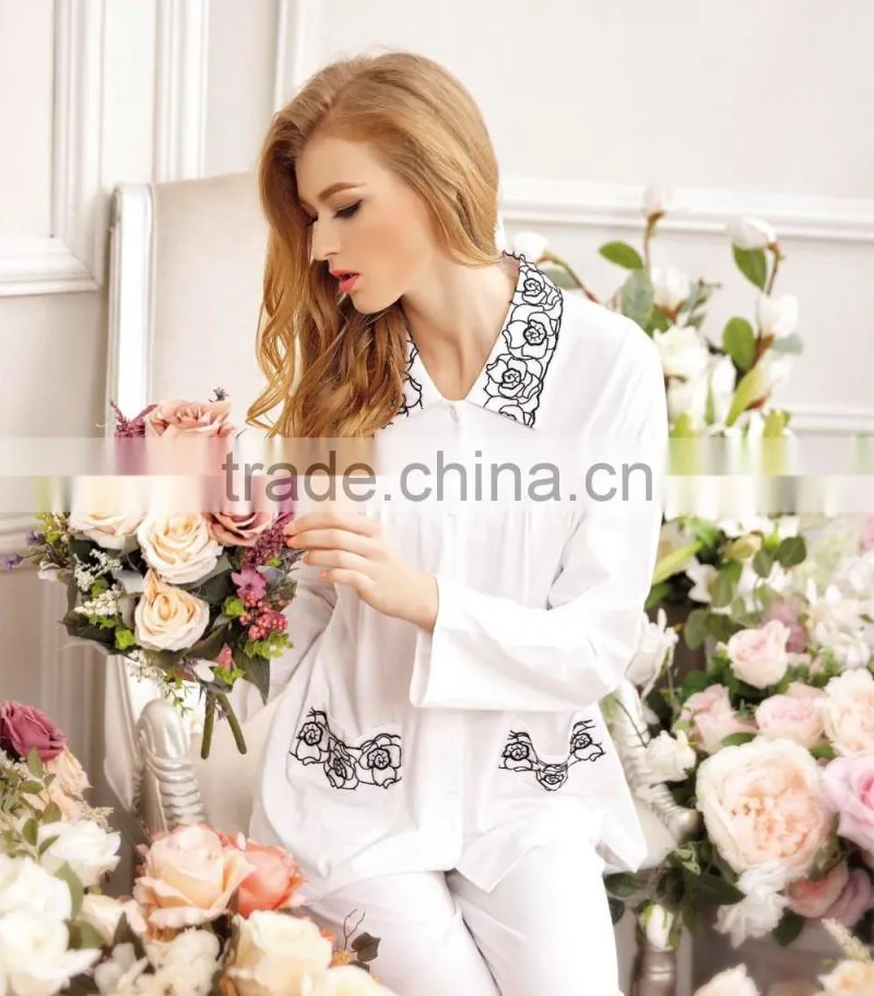 fashion women girl clothes White Collar Long Sleeve T-Shirt