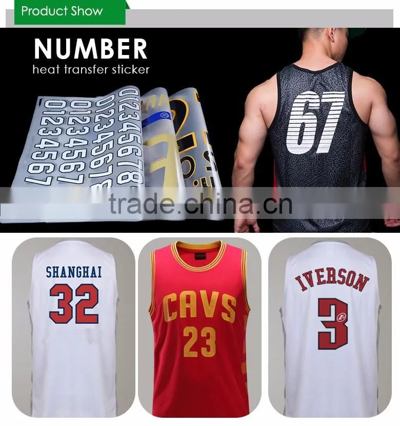 2017 Alibaba hot sale large iron on letters for basketball jersey