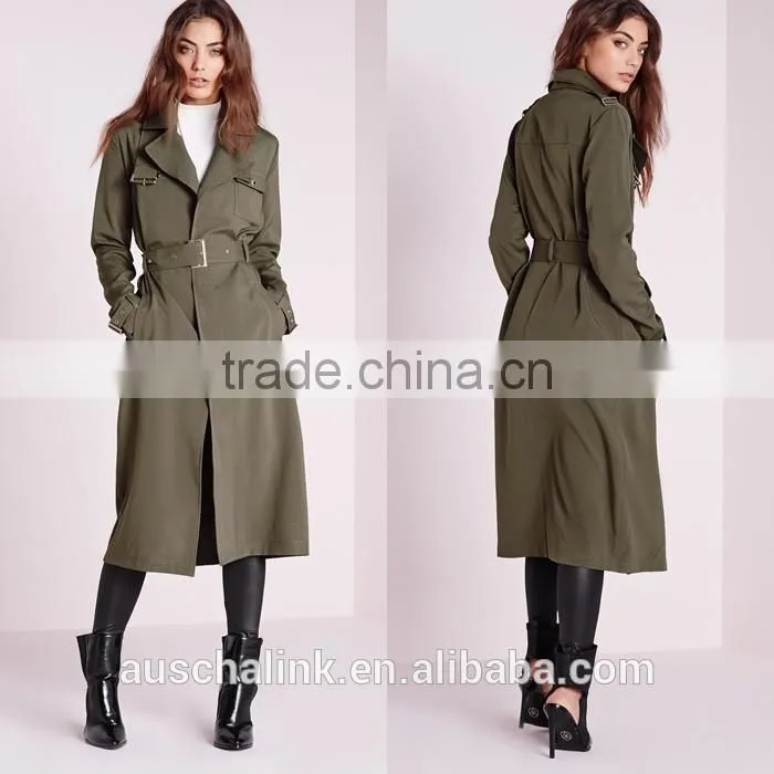 hot sale european style women khaki military trench coat