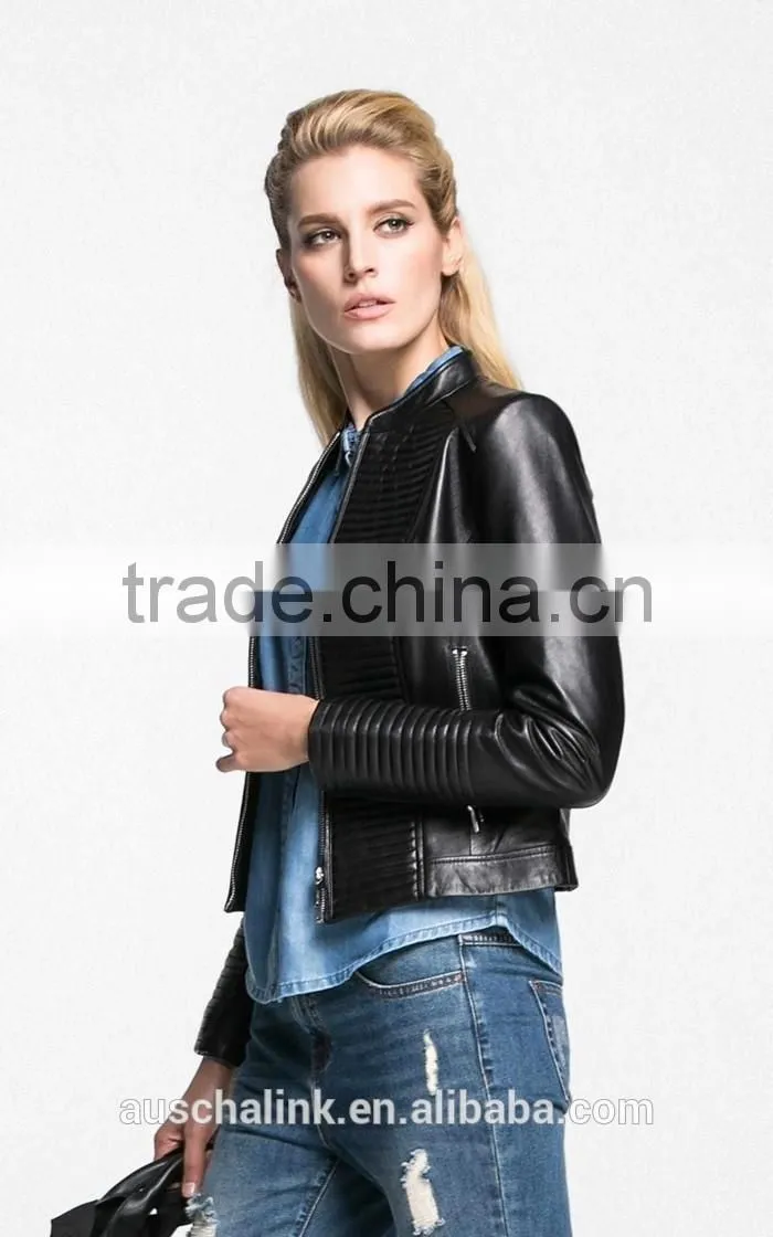 autumn custom short style washed sheep leather jacket fashion design