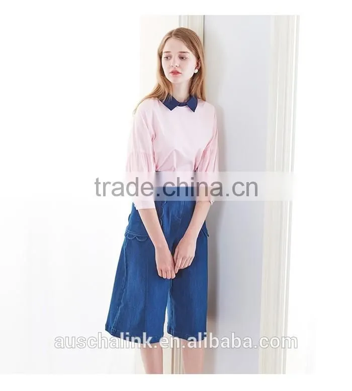 latest design high waist lady fashion classic blue jeans pants