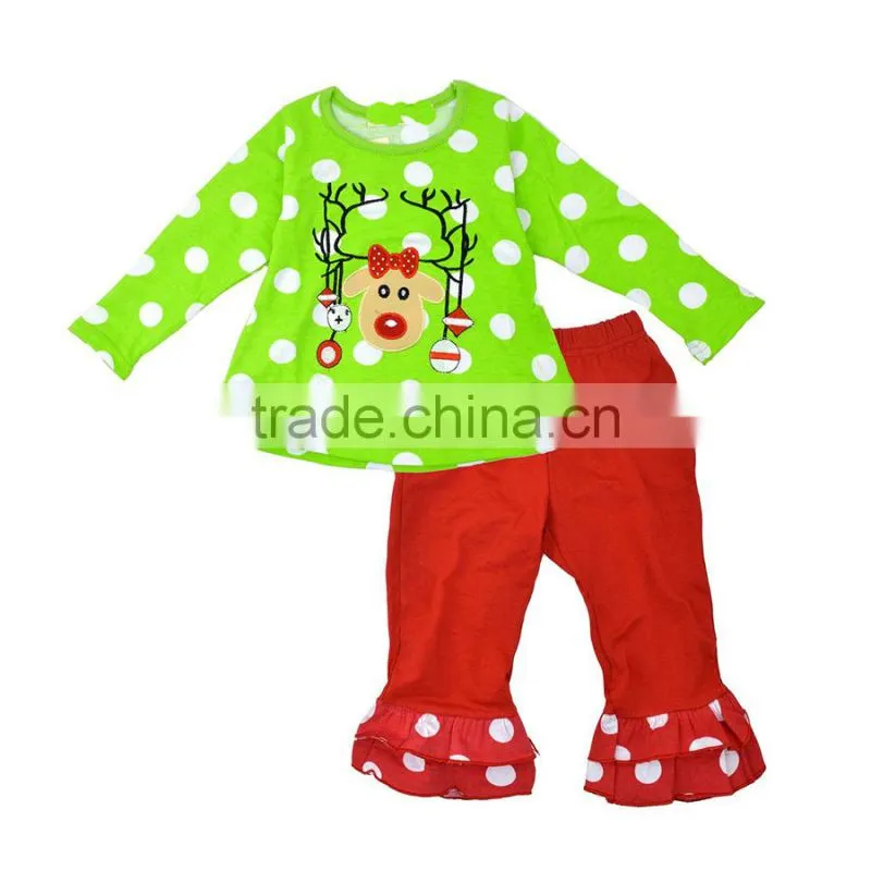 Kids Christmas Outfit Girls Ruffle New Years Clothes Sets Boutique