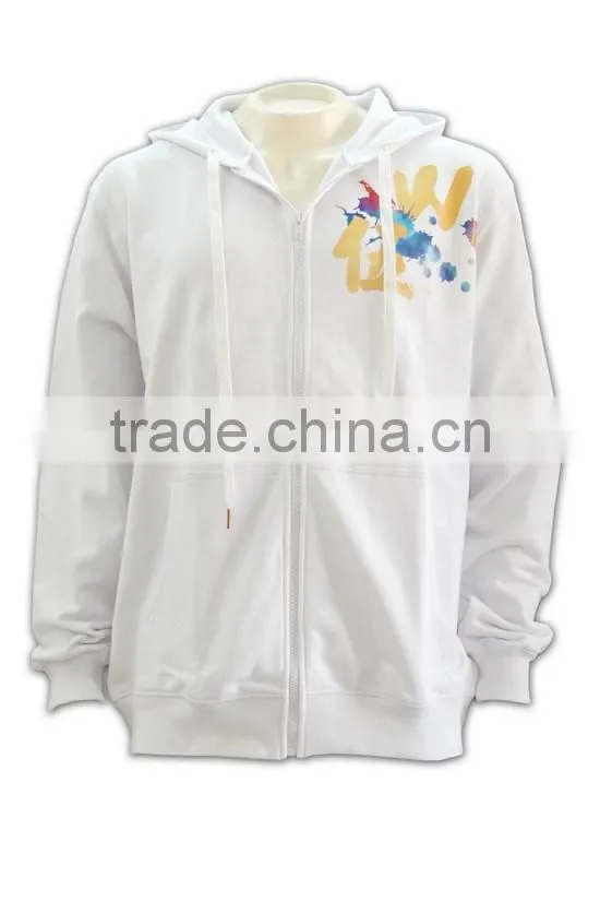 Trade Assurance BSCI customized design 2016 embroidery/screenprint wholesale white hoodie