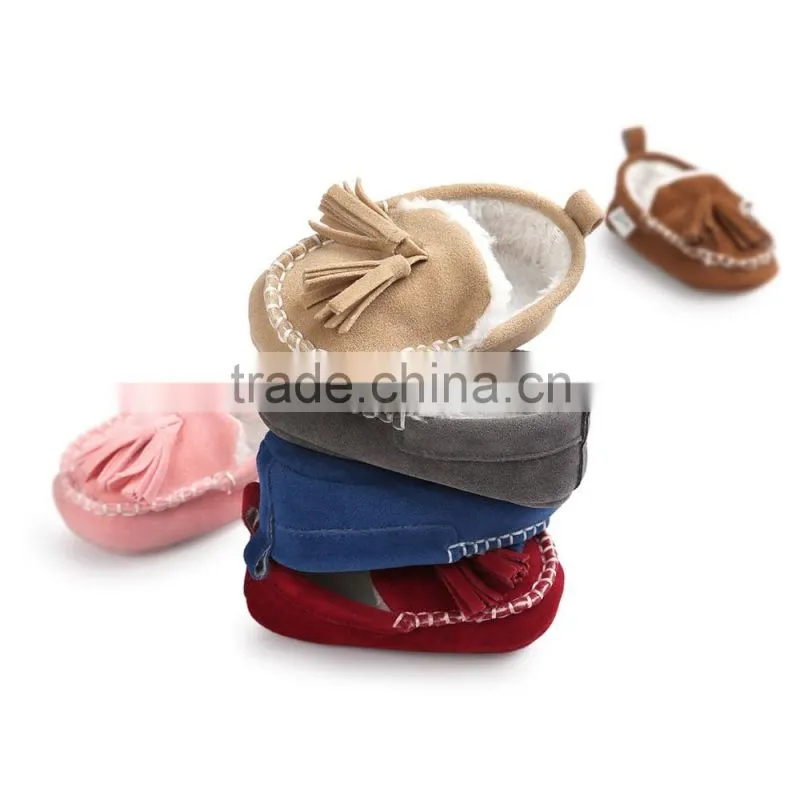6 colors suede fabric, soft sole baby moccasins