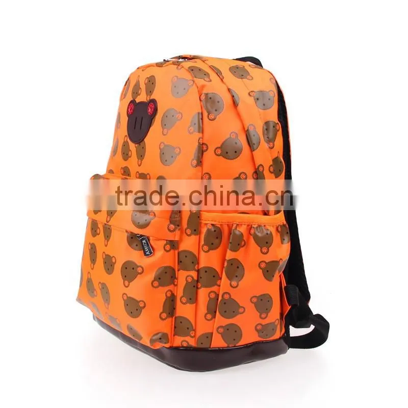 2016 new design wholesale canvas yellow kids school bag