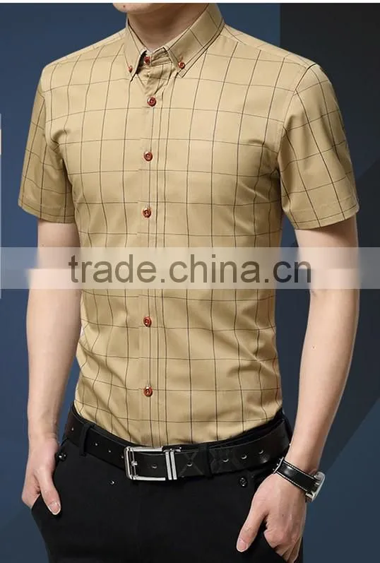 In the summer of 2016 the new men's short sleeve shirt, cultivate one's morality thin section checked shirt cotton business casu