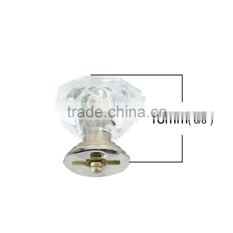 Wholesale Silver Tone Clear Faceted Plastic Jewelry Wooden Box Pull Handle Knobs