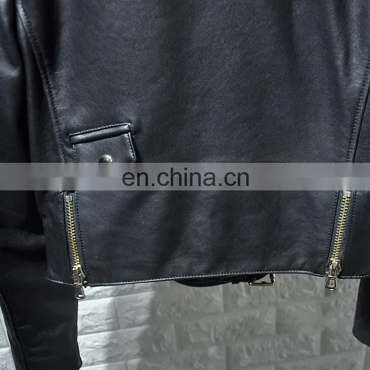 High Fashion Real Leather Jacket Woman Cheap Short Leather Spring Jackets Women