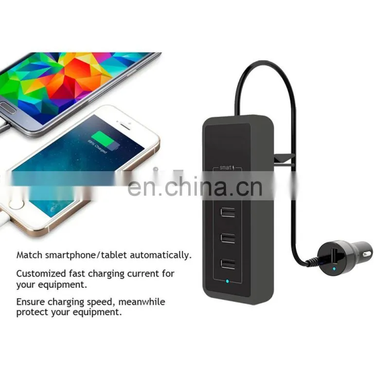 4 Port Car Charger 46W 8A, Multi-function 4 Port USB Car Charger for Mobile Phone
