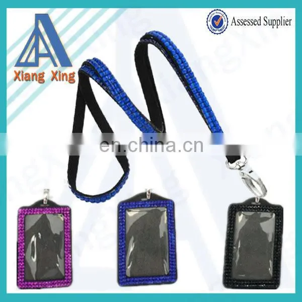 Black horizontal or vertical rhinestone ID badge holder