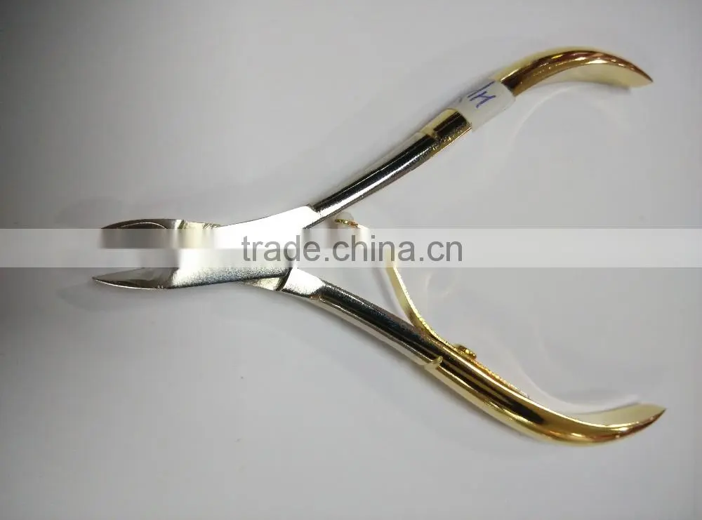 Hot Sale Golden Handle Cuticle Nipper with Single Spring