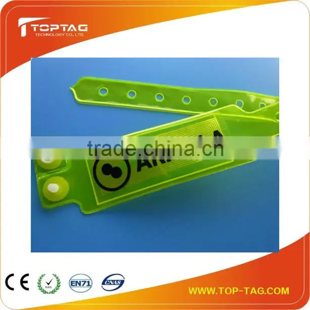 Transparent Waterproof RFID PVC Wristband for one-time use