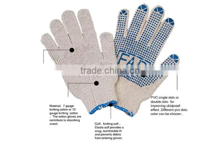 Custom Blue PVC Dotted Cotton Gloves LG071