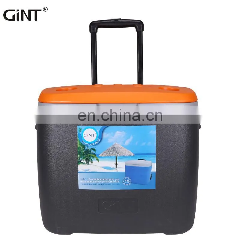 portable modern camping trolley hiking portable beer plastic vaccine cooler drinks camping cooler box with wheels