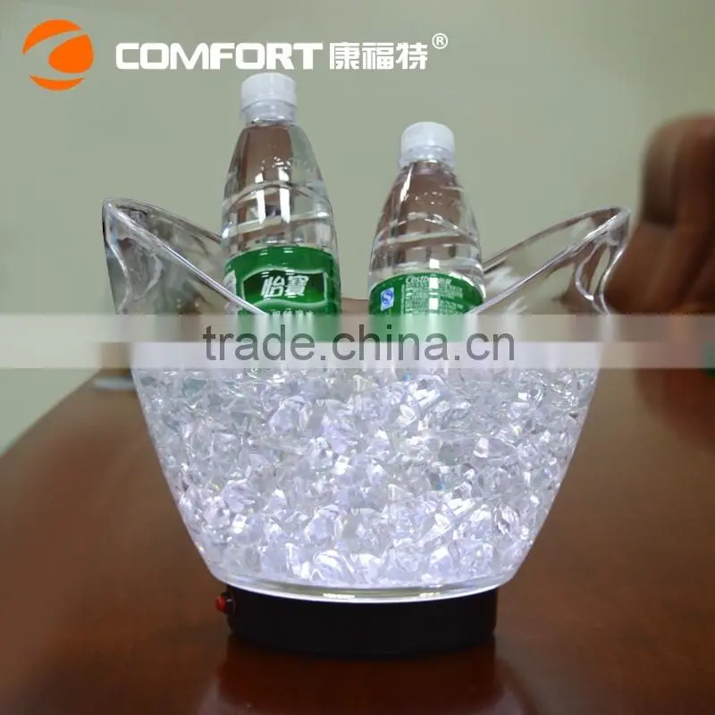 nightclub plastic LED oval ice bucket 4L with handle for beer