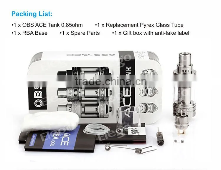 Elego Wholesale Ceramic coil OBS ACE RBA Tank Side Filling OBS ACE Tank