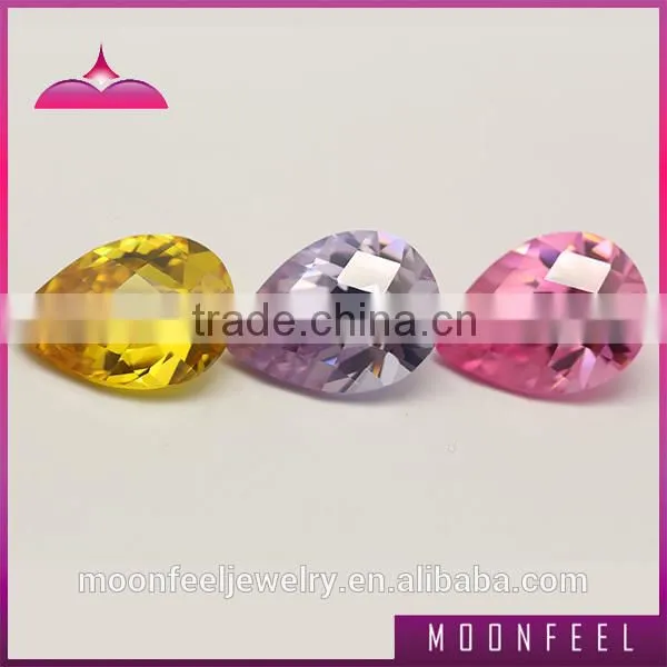 high quality checkerboard cut colour pear cubic zirconia stones