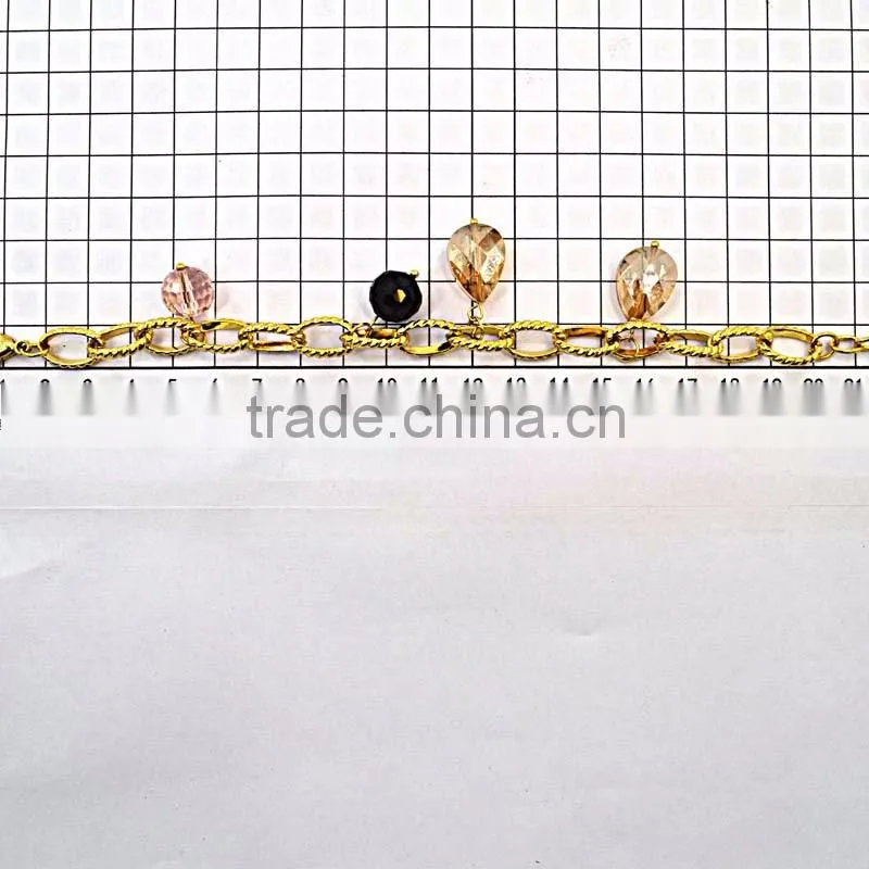 stainless steel jewelry crystal pendant gold hand chain fashion design