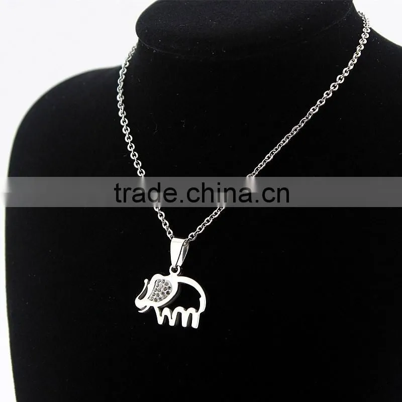 High quality stainless steel cute elephant necklace diamond elephant pendant necklace wholesale