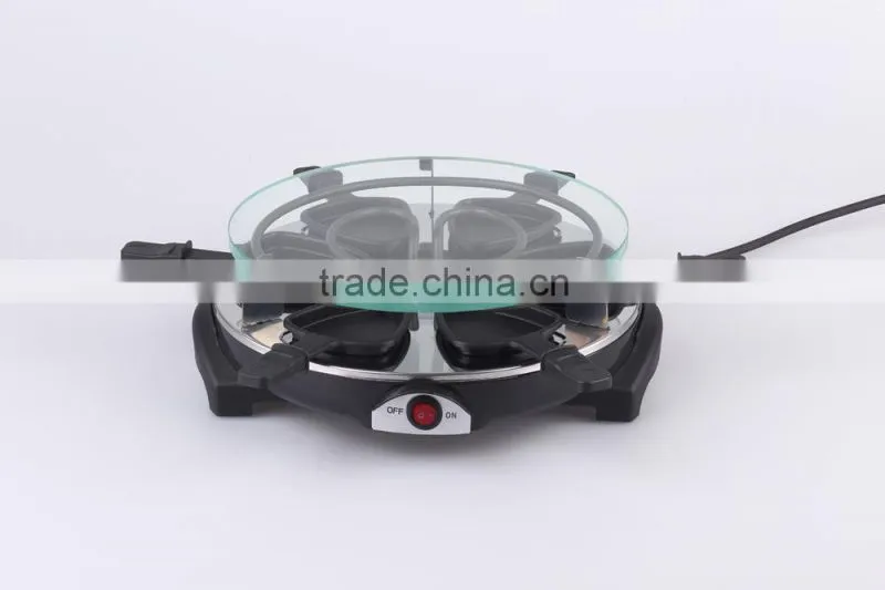 900W 6-Person Raclette Grill With Glass Plate RG-106G