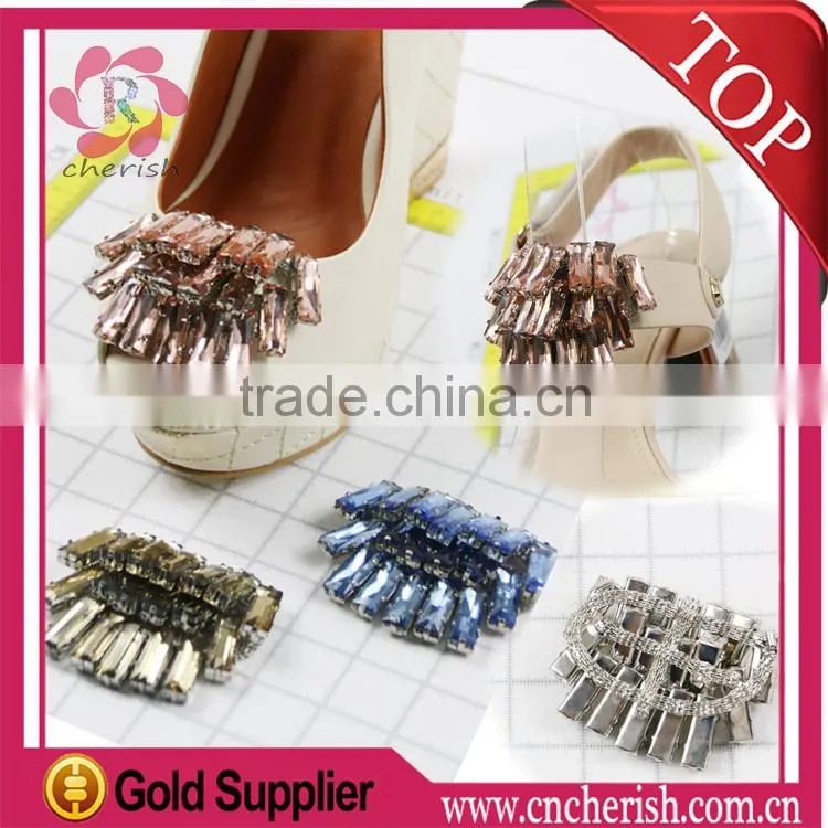 Fashion hight quality ladies rhinestone shoe buckles,bule color,customize shoes decorative