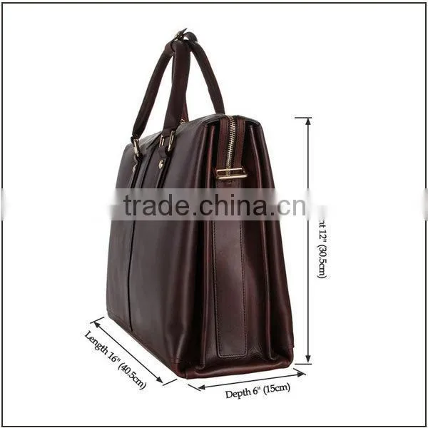 Custom high quality 17.5 inch crazy horse leather business laptop bag