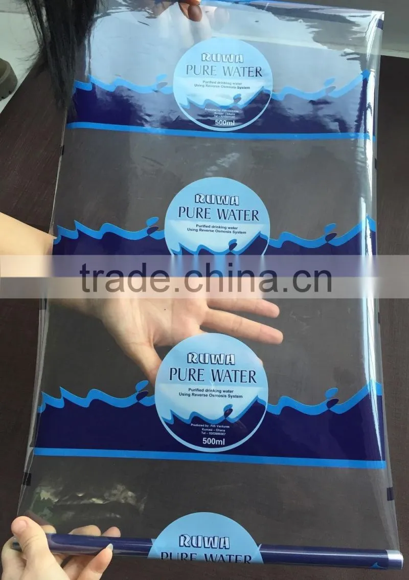 Gravure Printing Water Sachet Bags 500ml Plastic Film Roll/LDPE Mineral Plastic Water Bag/Heat Seal Liquid Beverage Plastic Bag