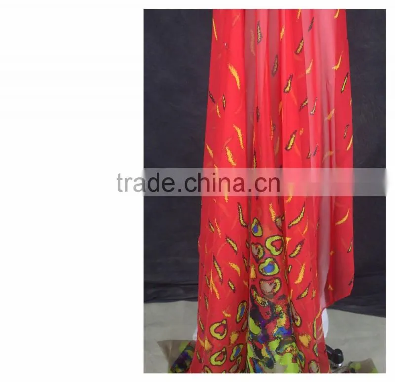 beautiful silk chiffon lurex fabric hot sale printed silk chiffon fabric