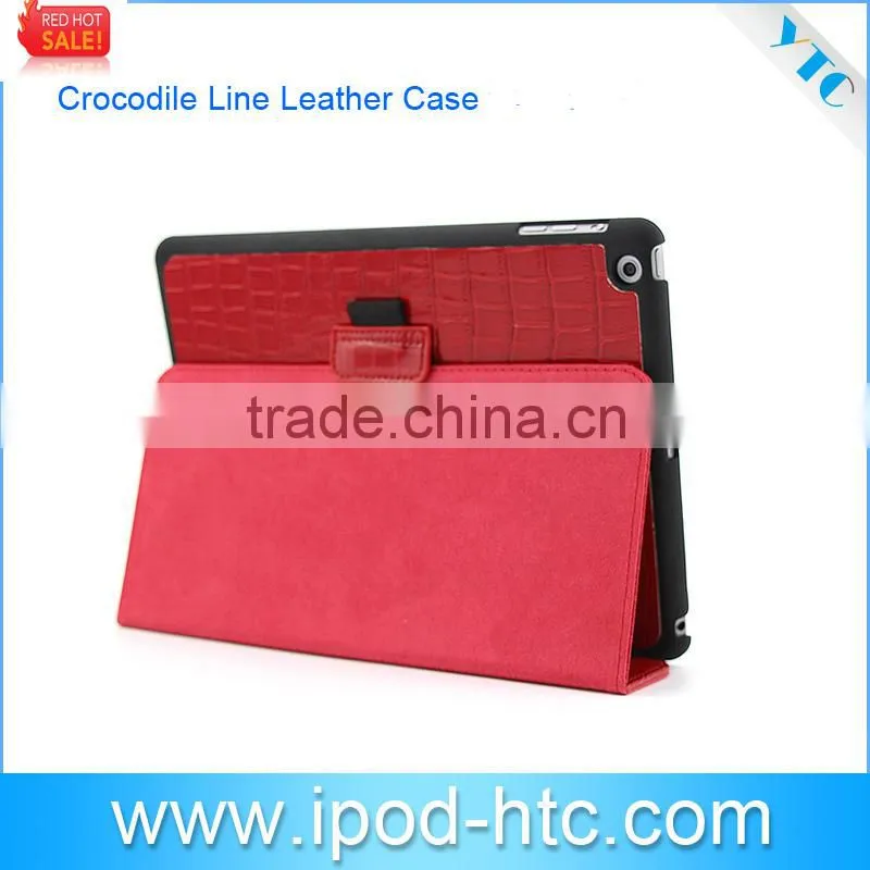 2014 Fashion crocodile design leather protective case , Flip Stand PU Leather Case Crocodile Cover