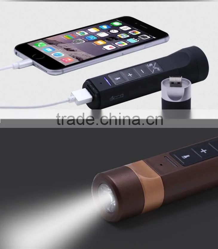 2014 3 in 1 wholesale abs outdoor 2200mAh power bank bluetooth speaker with led torch