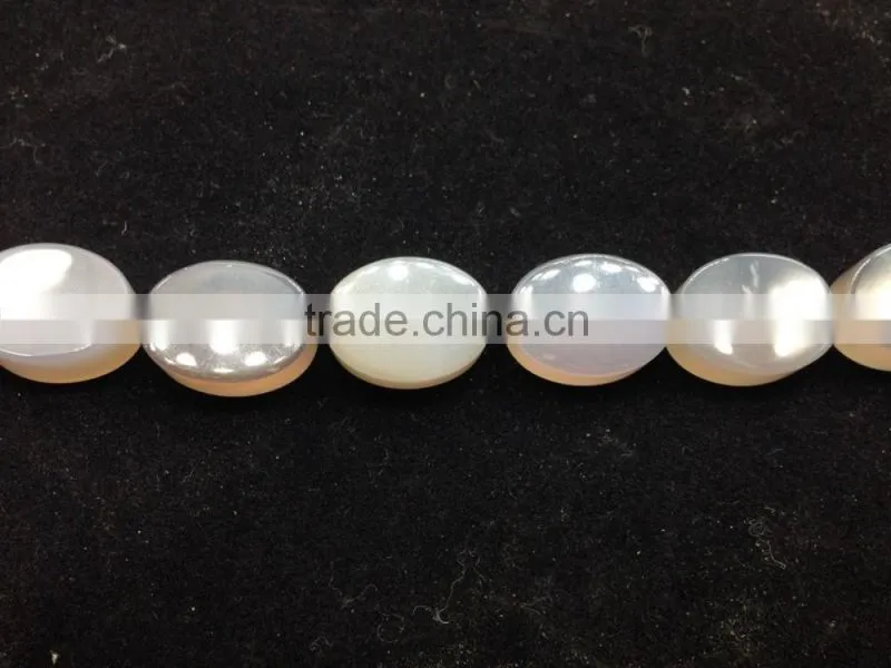 WholeSale high quality Price polish double flat shape Grey agate oval loose beads for jewelry making