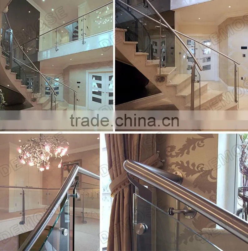 tempered glass decorative hand railing for balcony and galvanized steel pipe guangdong