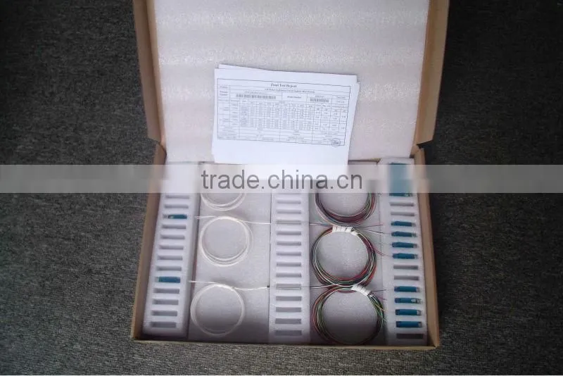 2*8 1260-1650nm Steel mini module type,0.9mm cable dia. 1.5m length,with SC/APC connector FTTH PLC Splitter