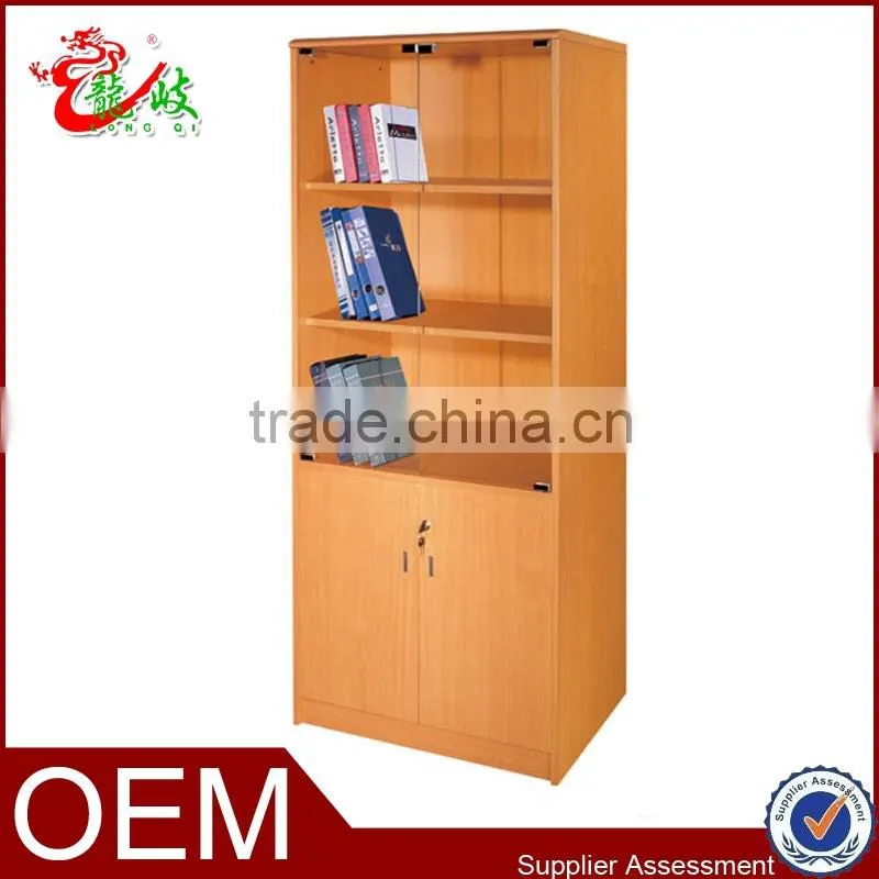 simple hot sale glass door file cabinet wooden lockable bookcase F02A