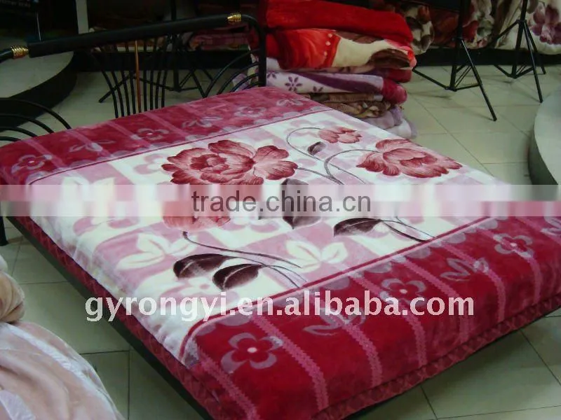 100% polyester carved thermal and zigzag raschel blanket
